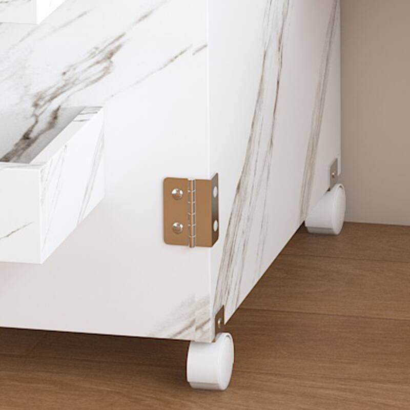 57.5" Foldable Sewing Machine Table with Locking Casters, Multi-Storage Craft Station with Shelves, Bins & Cabinet