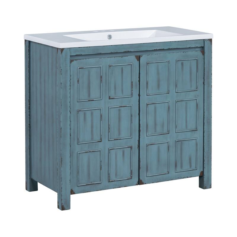 36" Retro Bathroom Vanity Organizer with Sink, Combo Cabinet Set, Bathroom Storage Cabinet
