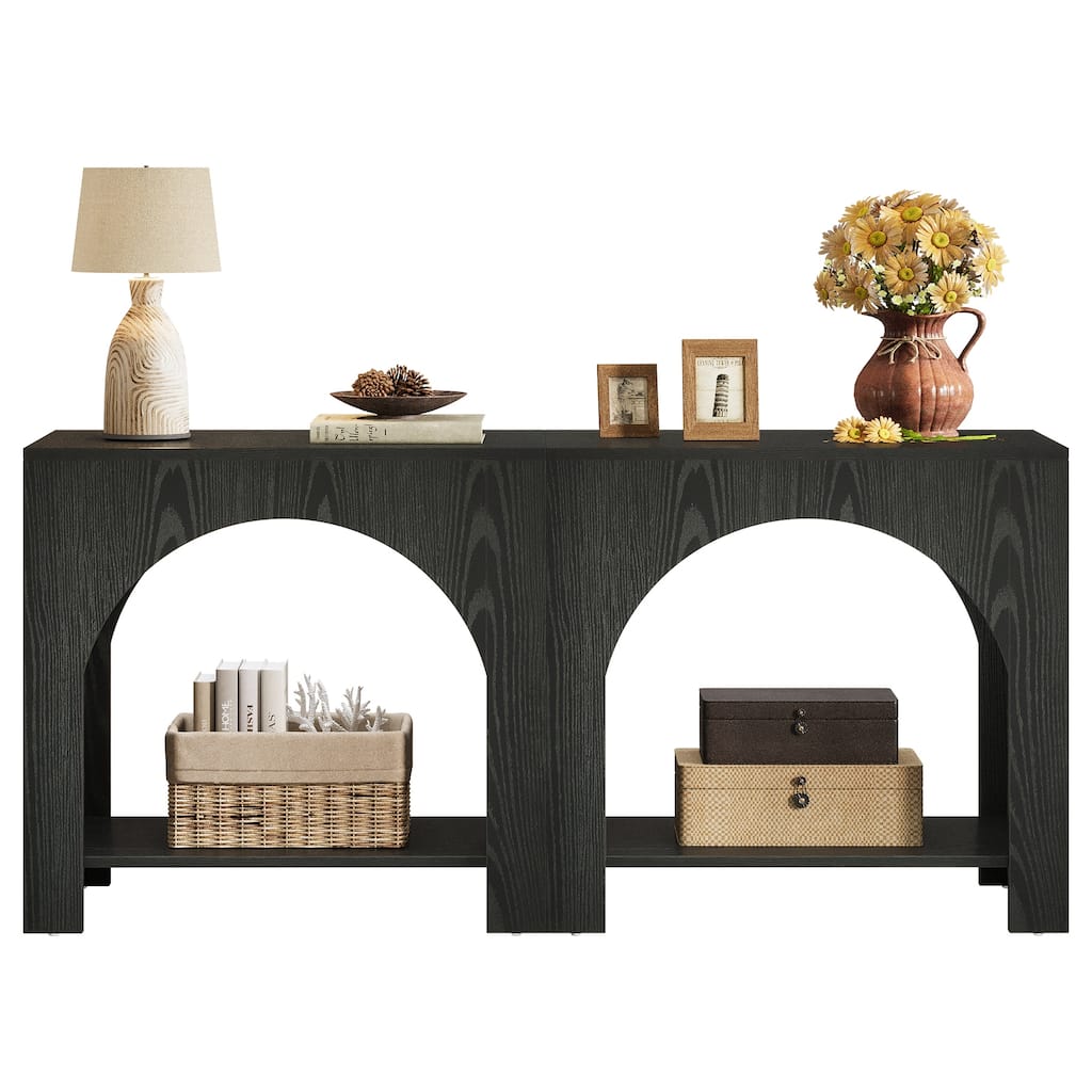 Farmhouse End Table for Living Room Large Side Table with Storage Sofa Table