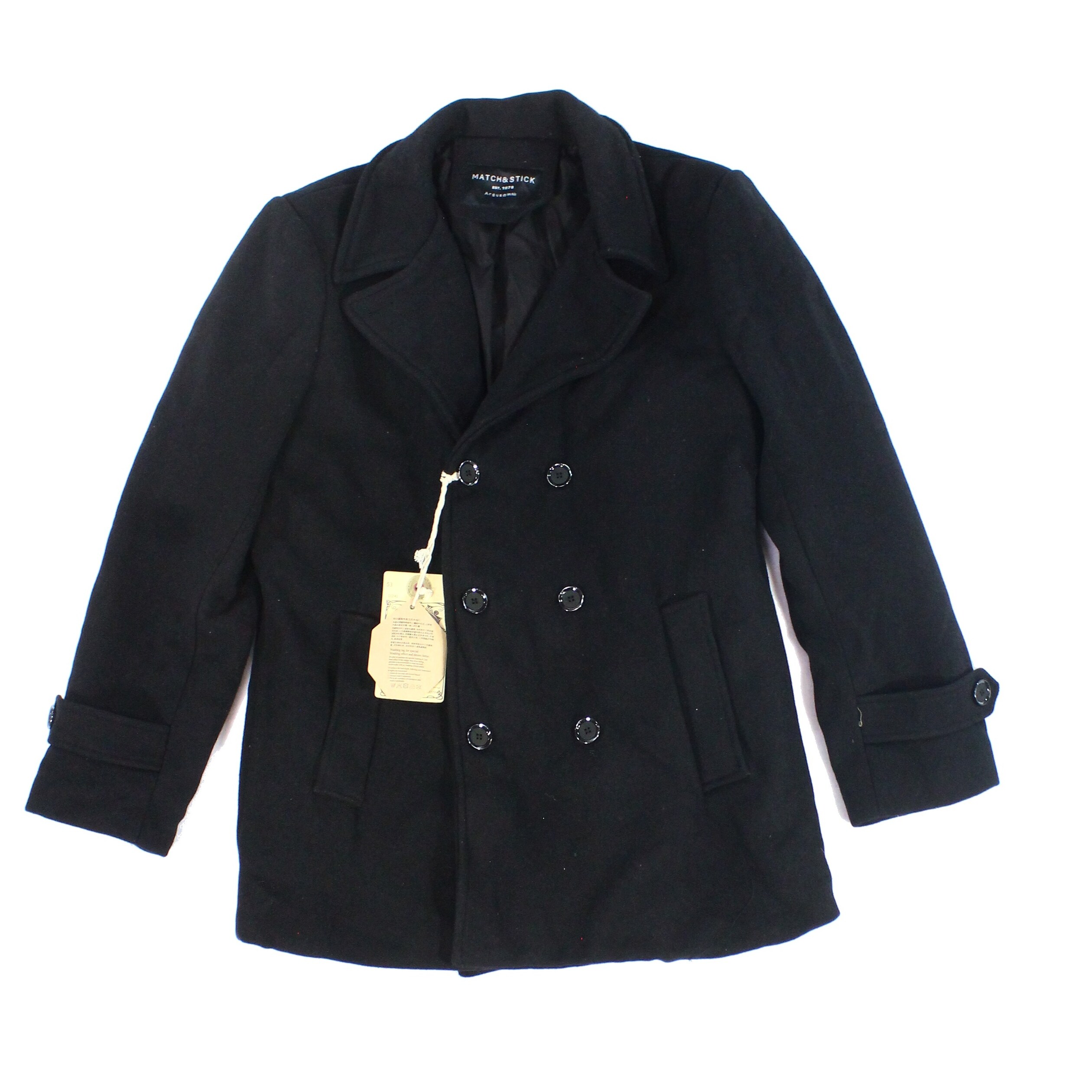 Shop Match Stick Solid Mens Notch Collar Peacoat Free Shipping