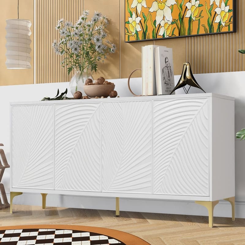 4-Door Sideboard with Adjustable Shelves,Multi-Functional Storage Cabinet for Home Organization