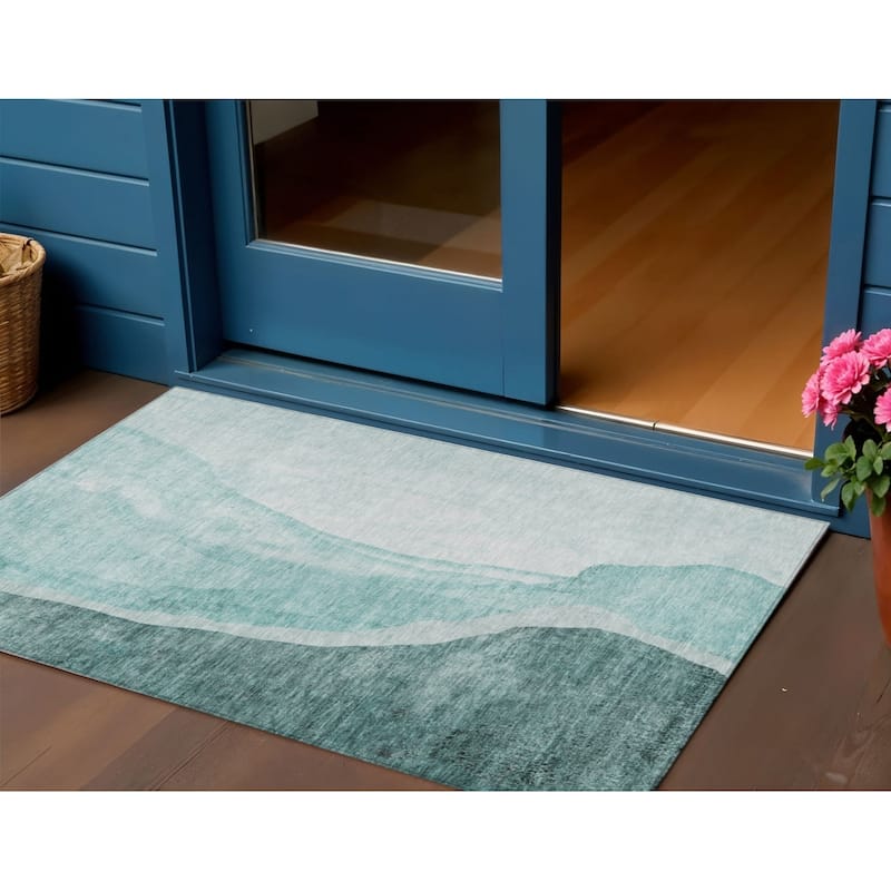 HomeRoots Abstract Transitional Rectangle Outdoor Rug - 3' x 5'