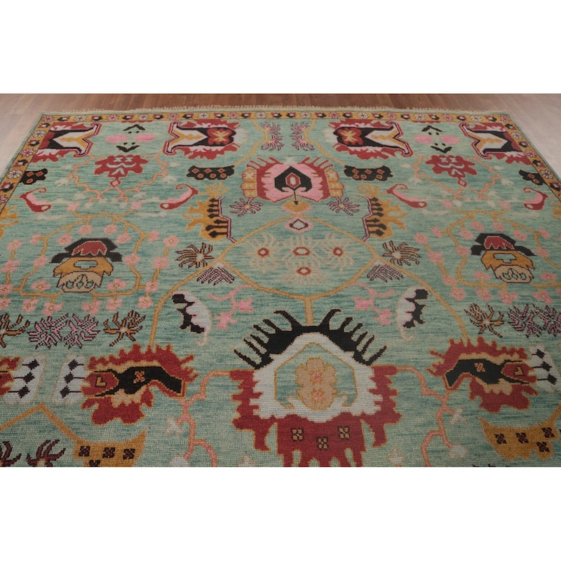 Light Green Heriz-Serapi Oriental Area Rug Handmade Wool Carpet - 8'11"x 11'9"