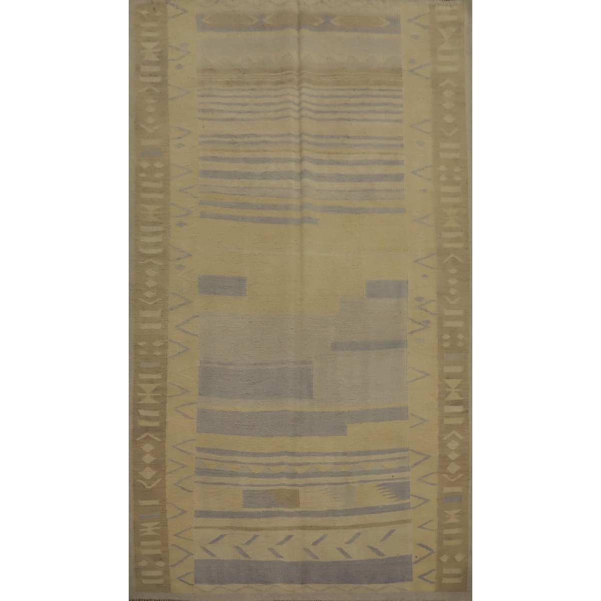 Hand Woven Oriental 100% Wool Carpet Southwestern Tribal Yellow & Gold Kilim Area Rug - 8' 0'' X 4' 10''