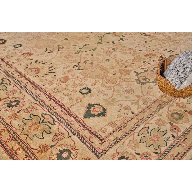 EXQUISITE RUGS ONE-OF-A-KIND Antique Weave Ziegler Hand Knotted Beige Rug - 11'10"x14'3"