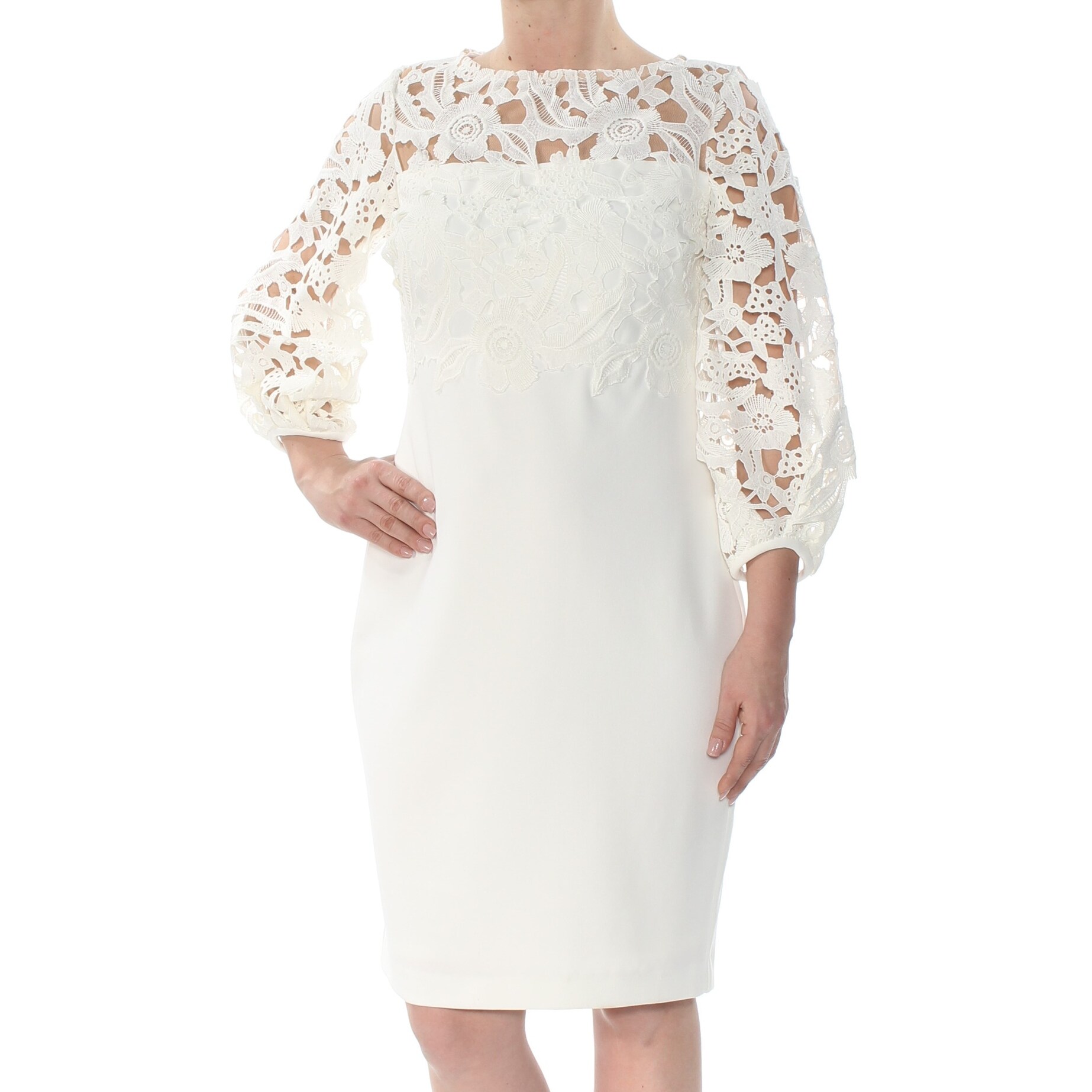 3 4 sleeve formal dresses knee length