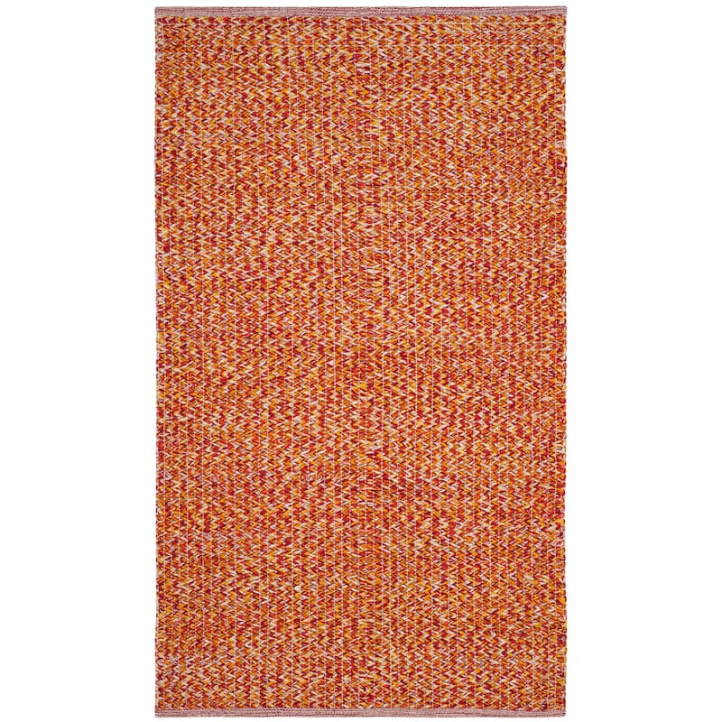 SAFAVIEH, Handmade Flatweave Montauk Gyrithe Casual Cotton Rug - 3' x 5' - Orange/Multi