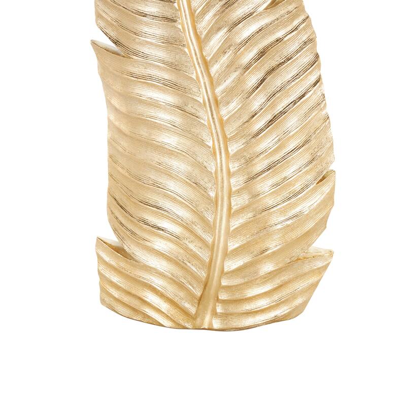 Gold Polystone Curved Metallic Leaf Vase