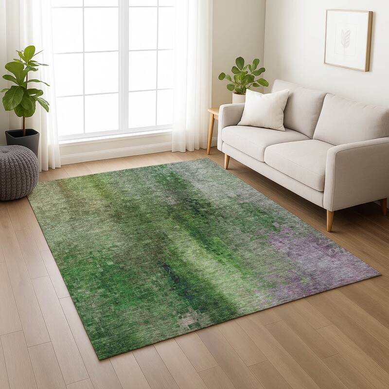 Machine Washable Indoor/ Outdoor Abstract Ombre Chantille Rug