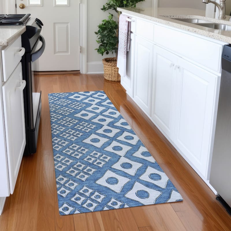 Premium Washable Super Soft Modern Cooper Mayfield Rug - Denim - 2'3" x 7'6"