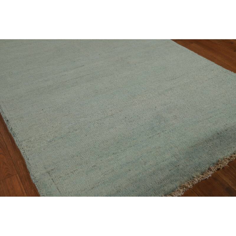 Gabbeh Modern Foyer Rug Hand-Knotted Solid Wool Carpet - 2'8"x 3'9"