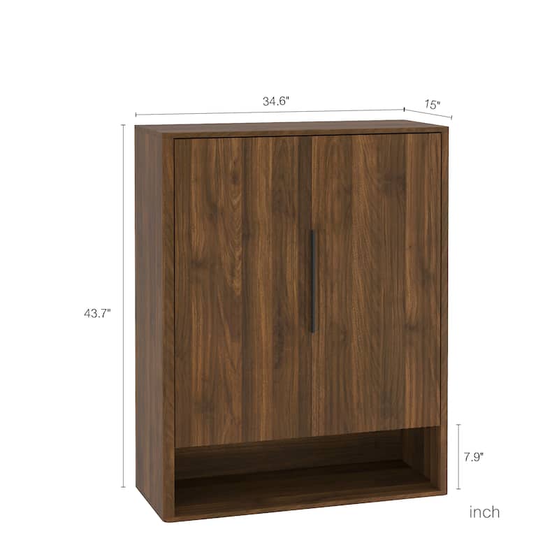 Modern Wooden Shoe Storage Cabinet Organizer with Doors & Adjustable Shelves