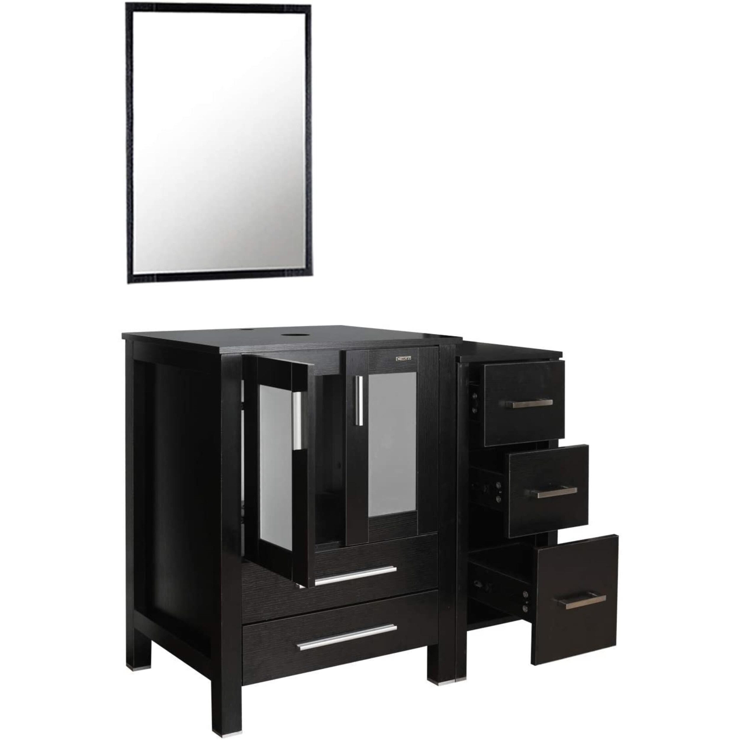 Shop 72 Vanity Black W Side Cabinet Combo Modern Pedestal Cabinet Set Pedestal Stand Wood 18 9 L 14 6 W 12 H Overstock 31439807