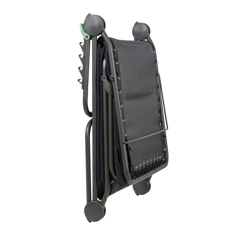 28" Black and Steel Outdoor Chaise Lounge with Black Cushion