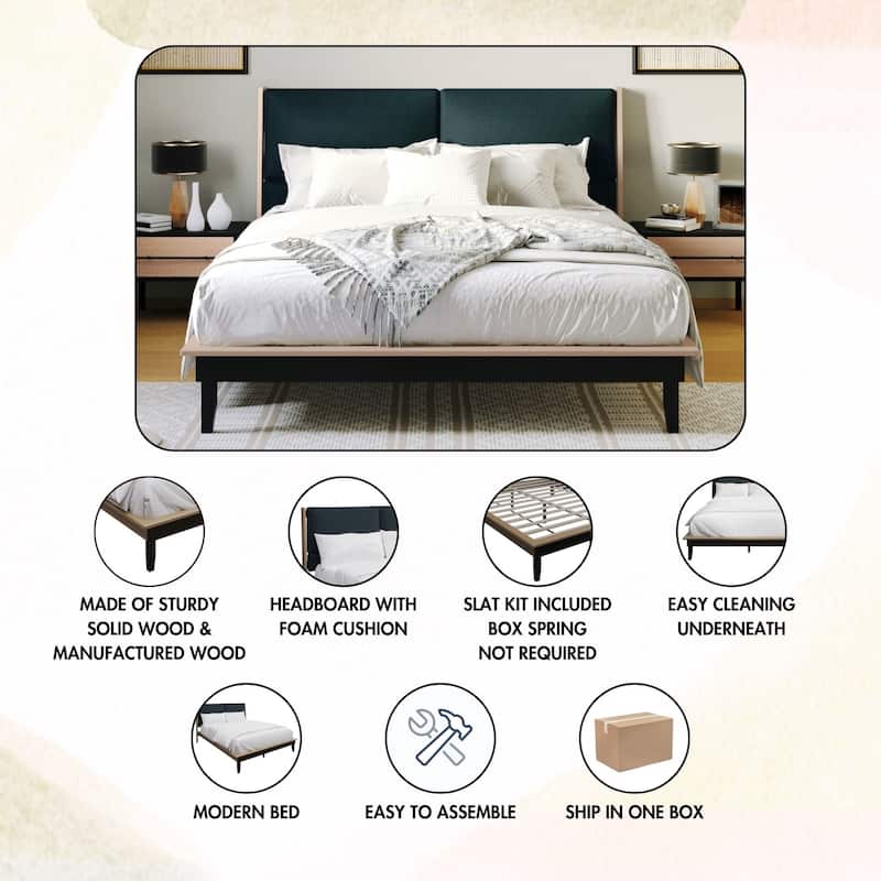 CraftPorch Mid-Century 3-pieces Wooden Bedroom Set