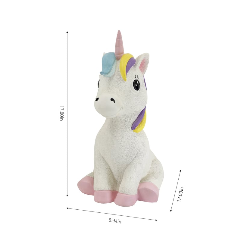Sitting Unicorn Outdoor Garden Statue - 17.75"