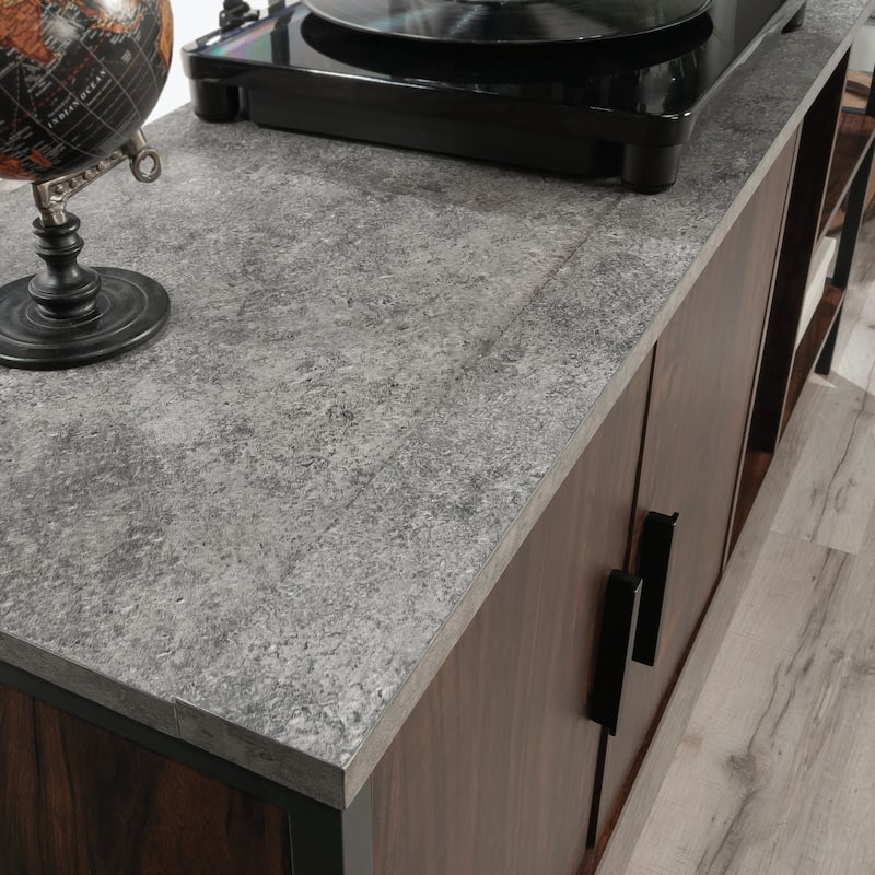 Wood Credenza for TVs up to 70" with Hidden Storage, Brown - 53.98" W x 15.12" D x 24.06" H