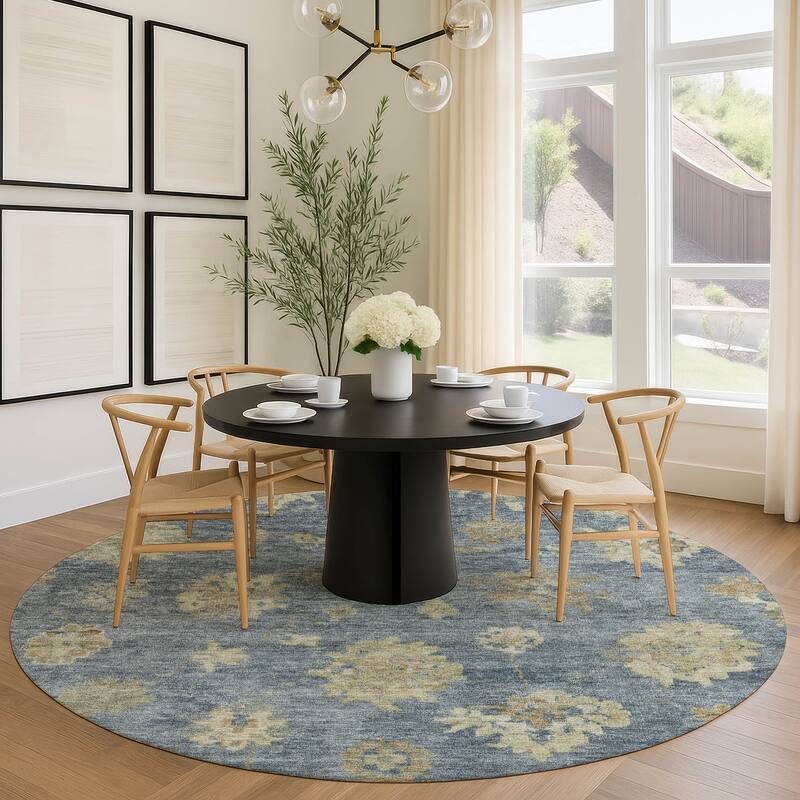 Machine Washable Indoor/ Outdoor Casual Traditional Chantille Rug