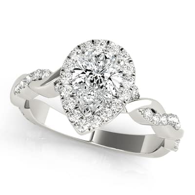 Auriya 14k White Gold Lab Grown Pear Diamond Halo Engagement Ring 0.50 to 5.00 ct. tw. (F-G VS)