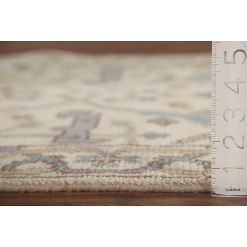 Beige / Ivory Oushak Oriental Runner Rug Handmade Wool Carpet - 2'6"x 11'8"