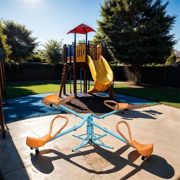 slide 2 of 8, Outdoor Kids Spinning Seesaw Sit and Spin Teeter Totter