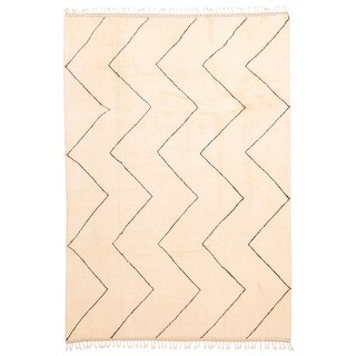 ECARPETGALLERY Hand-knotted Pak Finest Marrakesh Cream Wool Rug - 6'10 x 9'8