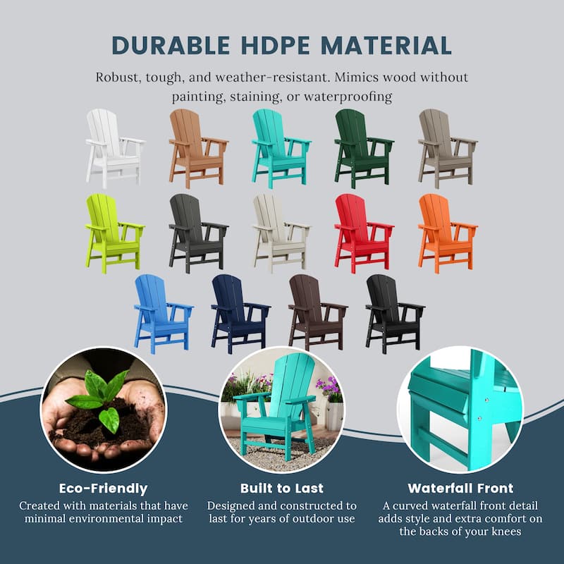 Laguna Hdpe All Weather Outdoor Patio Adirondack Dining Chair With Arms