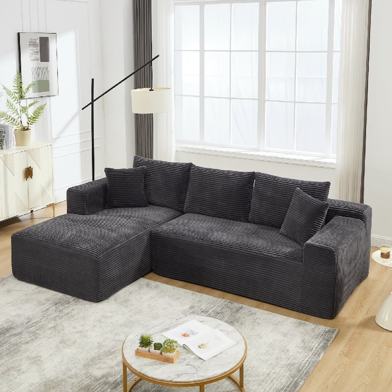 L-Shape 3-Seat Modular Sofa Memory Foam Sectional Couches with Oversized Chaise
