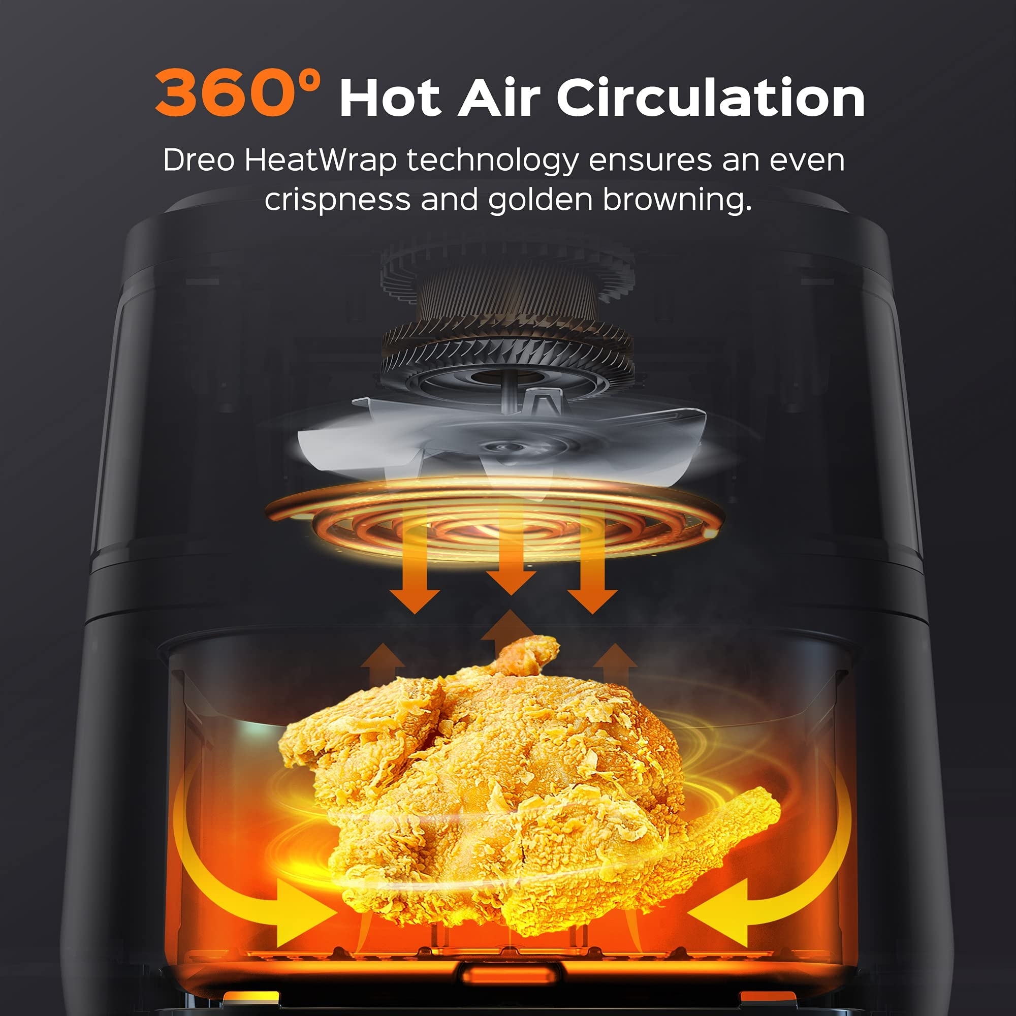 6.8QT Air Fryer Oven Cooker with Visible Window, 100 Recipes