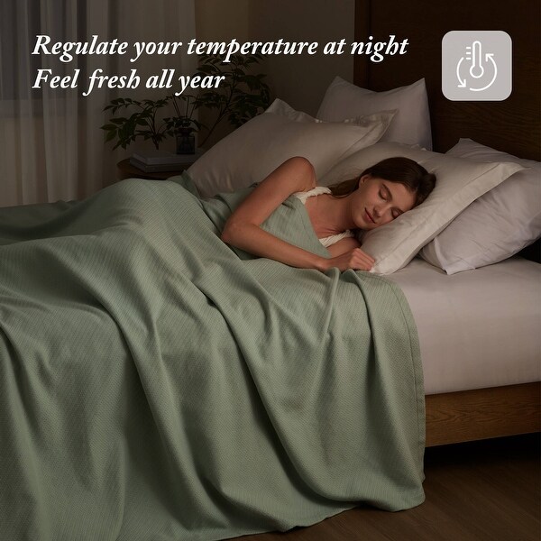 Madison Park Liquid Solid Colored Woven Cotton Blanket - On