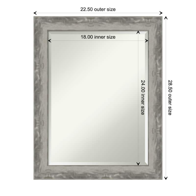 Beveled Wall Mirror - Waveline Silver Narrow Frame - Waveline Silver Narrow - 22.5 x 28.5-inch