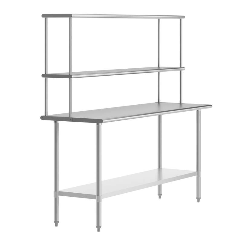 Commercial Stainless Steel Worktable with 2 Overshelves and 1 Undershef - 72" x 24"