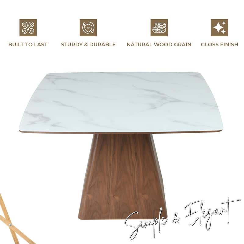 47" Square Dining Table with Sintered Stone Top and Ash Wood Base