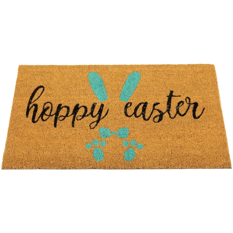 Natural Coir "Hoppy Easter" Outdoor Doormat 18" x 30"
