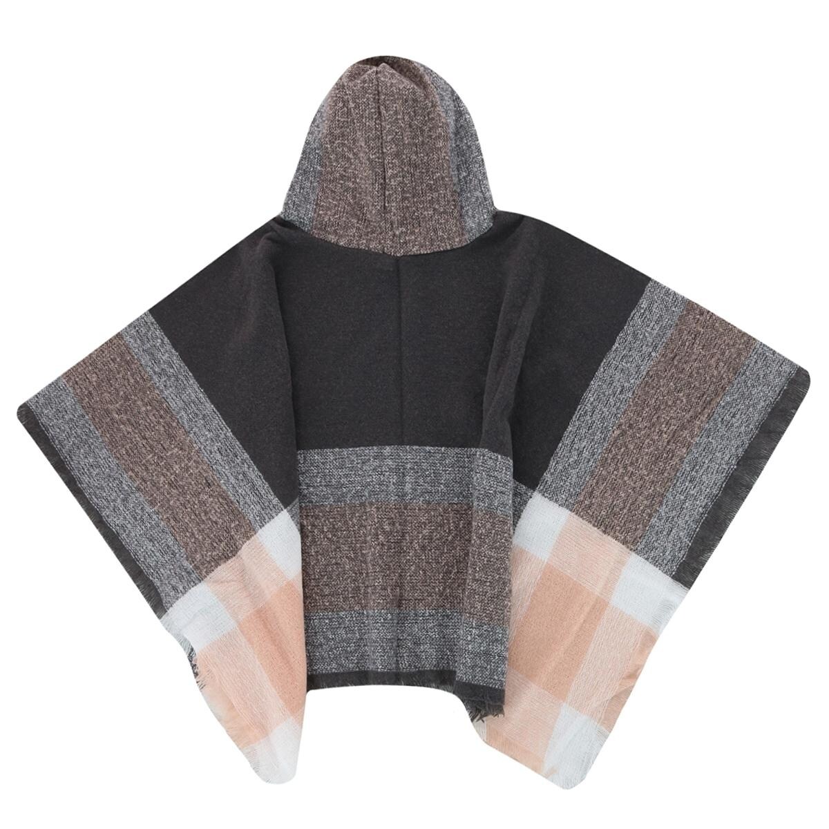 Clear Creek Women's Plaid Winter Scarf Hooded Poncho - one size