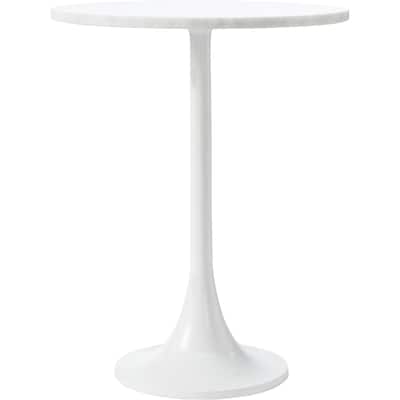 Side Table with Marble Top - 23" - Matte White