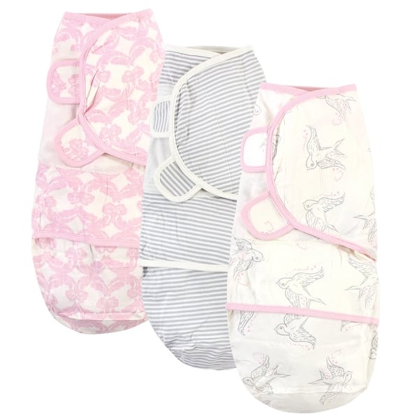 slide 1 of 1, Touched by Nature Baby Girl Organic Cotton Swaddle Wraps, Bird, 0-3 Months - Bird - 0-3 Months 0-3 Months - Bird