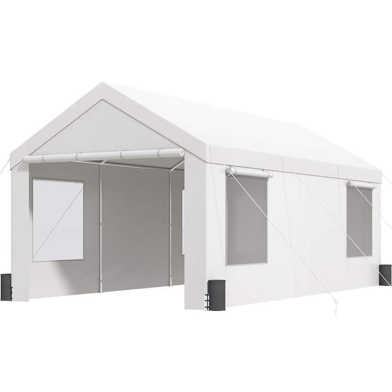 Heavy Duty 12x20ft Carport Canopy Outdoor Garage Shelter with Sides - 144 x 240 x 116.4 Inch