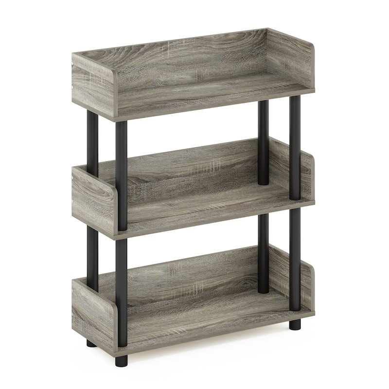 3 Tiers Wood Household Shelving Unit in French Oak/Black (23.62 in. W x 29.61 in. H x 9.21 in. D) - 23.62