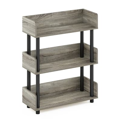 3 Tiers Wood Household Shelving Unit in French Oak/Black (23.62 in. W x 29.61 in. H x 9.21 in. D) - 23.62