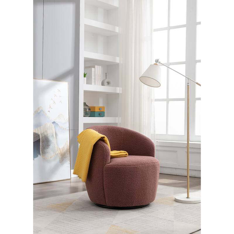 25.60" Swivel Barrel Chair, Modern Small Single Sofa Chair Comfy Round Upholstered Armchair for Living Room Bedroom