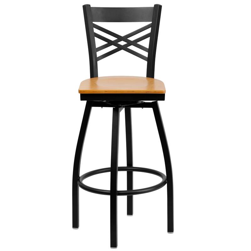 2 Pack ''X'' Back Swivel Metal Barstool - 16.5"W x 20.5"D x 44.5"H - 16.5"W x 20.5"D x 44.5"H
