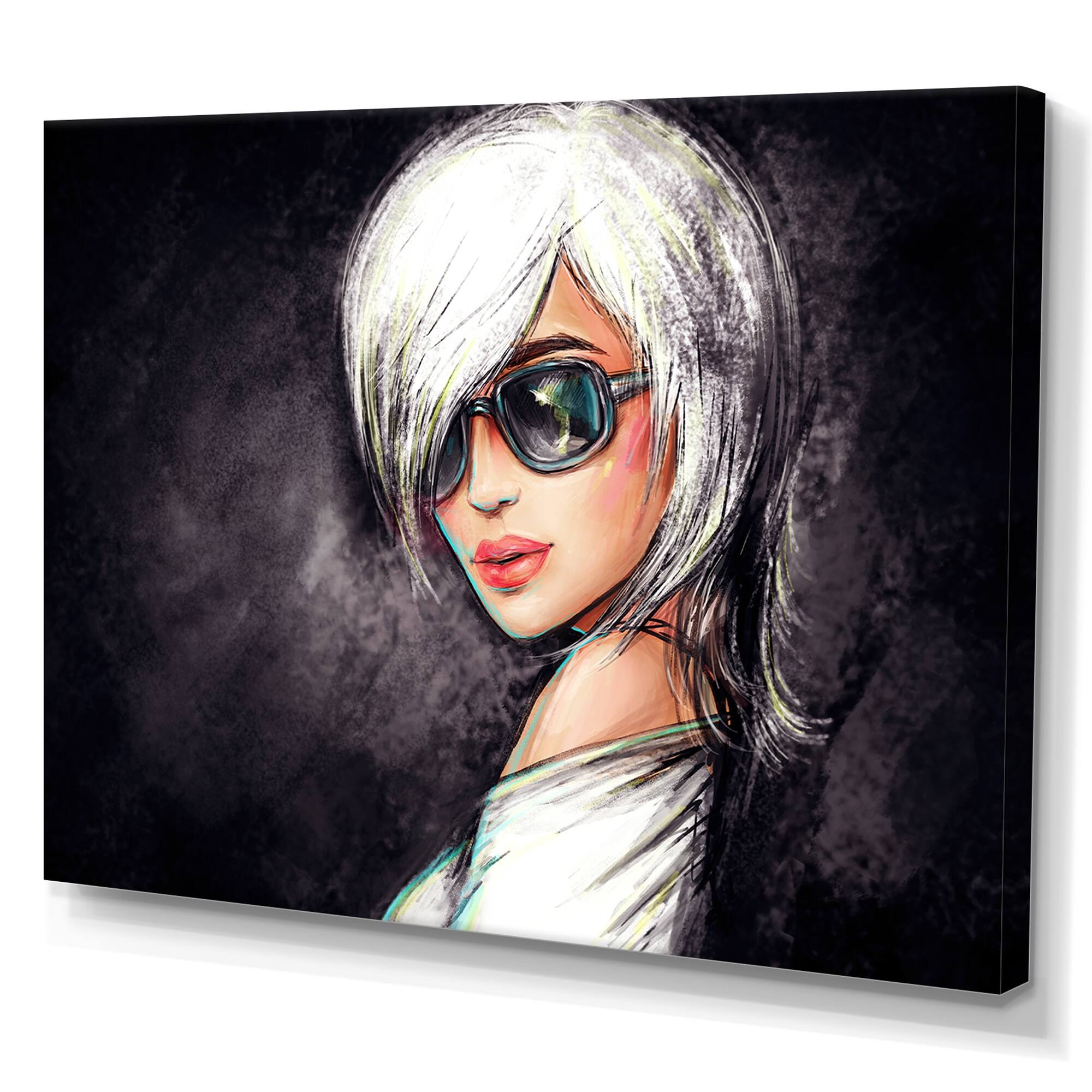 Designart "Portait Of A Fashionista" Glam Canvas Art Print Bed Bath
