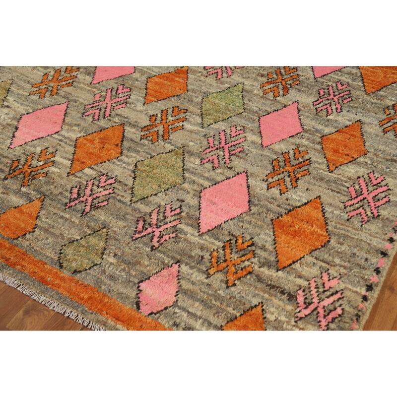 Square Geometric Moroccan Oriental Area Rug Handmade Wool Carpet - 5'9" x 6'4"