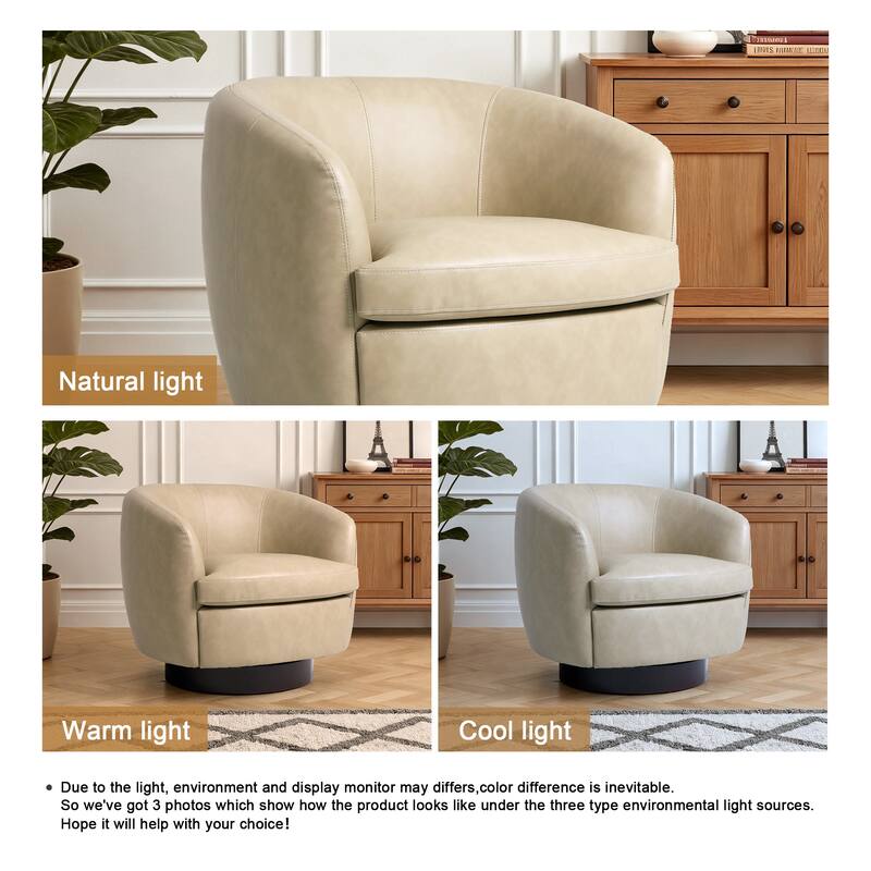 UIXE 2 Set Modern PU Leather Swivel Barrel Chairs Rounded Accent Chair