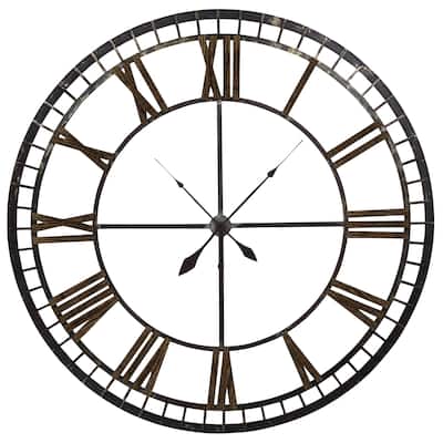Harp & Finial Big Ben Clock - Distressed Finish On Metal Wall Art