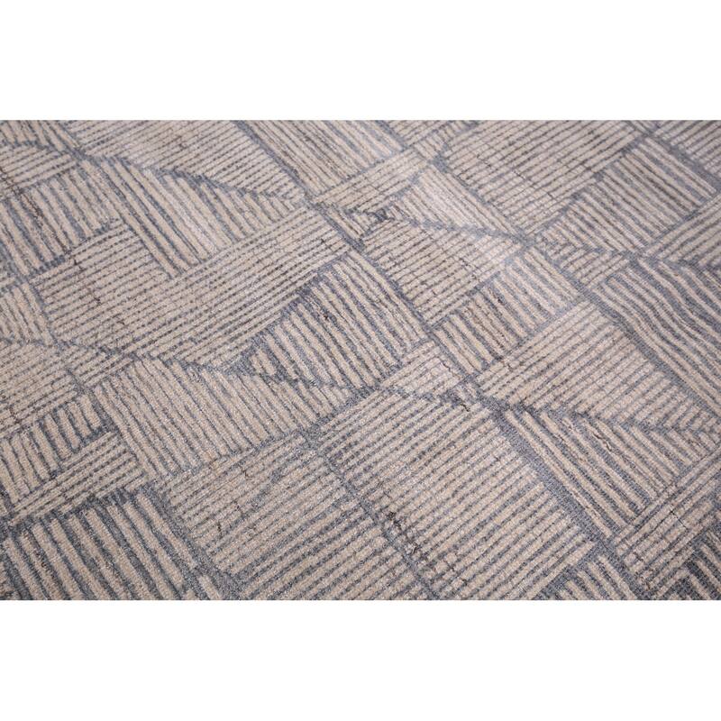 All-Over Modern Area Rug Handmade Abstract Wool Carpet - 5'4" x 7'6"