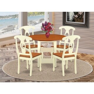 Dinette Set 5 Piece Round Table & Chairs - Buttermilk Cherry Finish ...