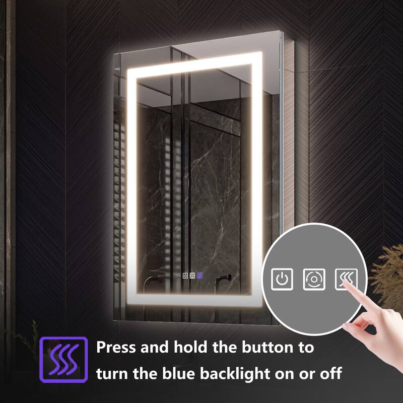 Modland 24"-42W x 36"H LED Medicine Cabinet Mirror with USB Charging,5x Magnifying Mirror