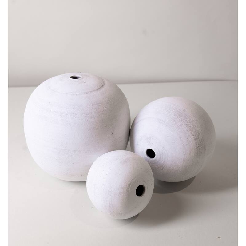 Small Clay Sphere Tabletop Decoration - 10" - White